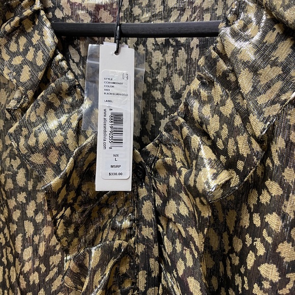 Alice + Olivia Elliot Gold Ruffle Blouse Large NWT - Picture 6 of 10